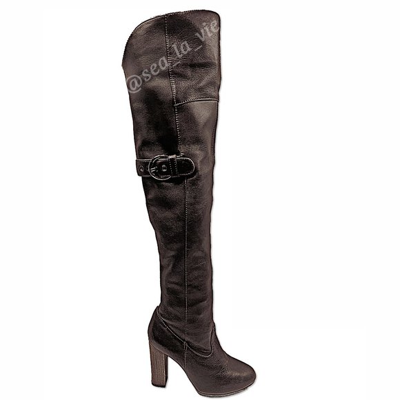 Moschino Shoes - Moschino Cheap & Chic Aramis Leather Over-The-Knee Block-Heel Boot in Brown